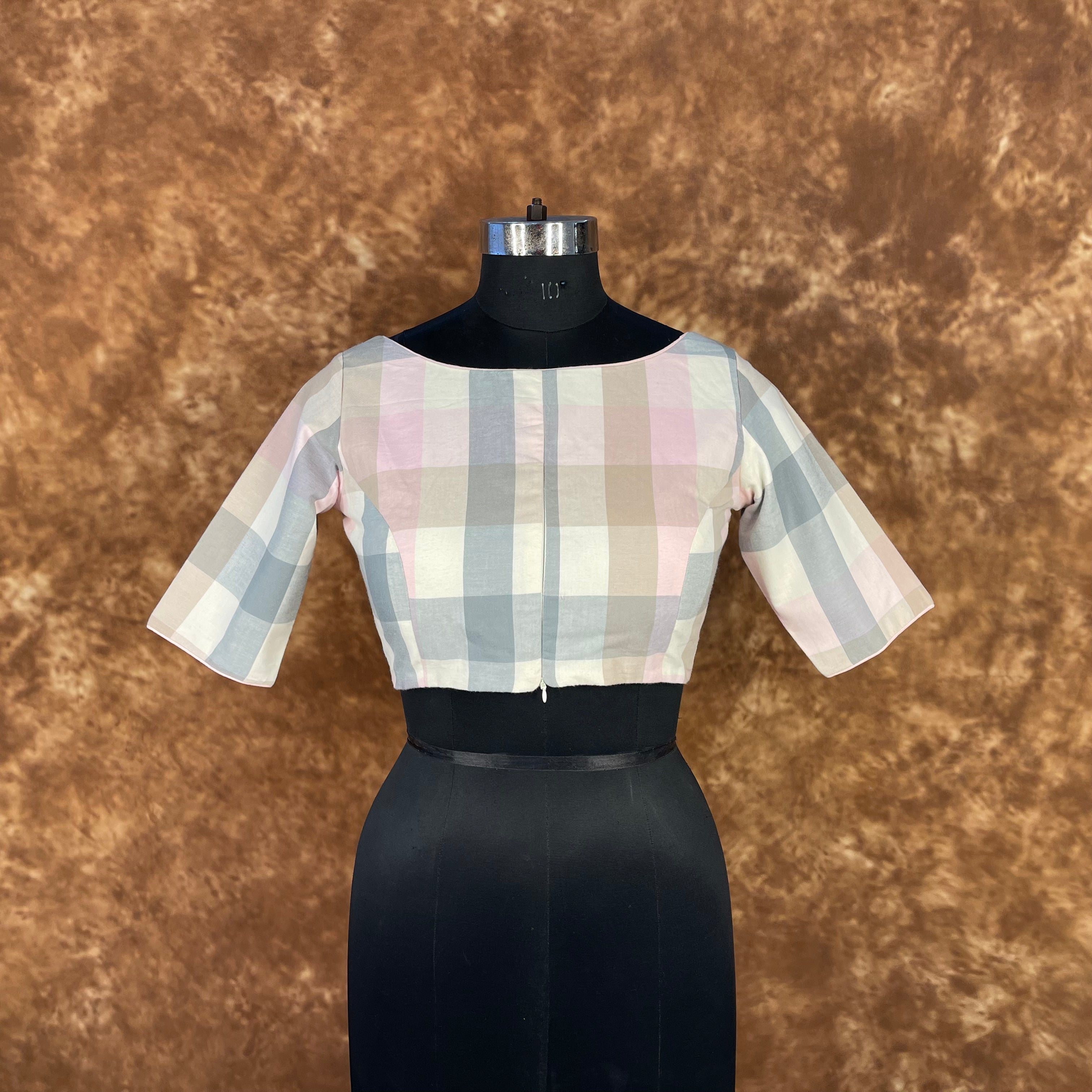 Neck Check Multi Color Coloured Cotton Ready to Wear Blouse - kapda Tailor - Distacart