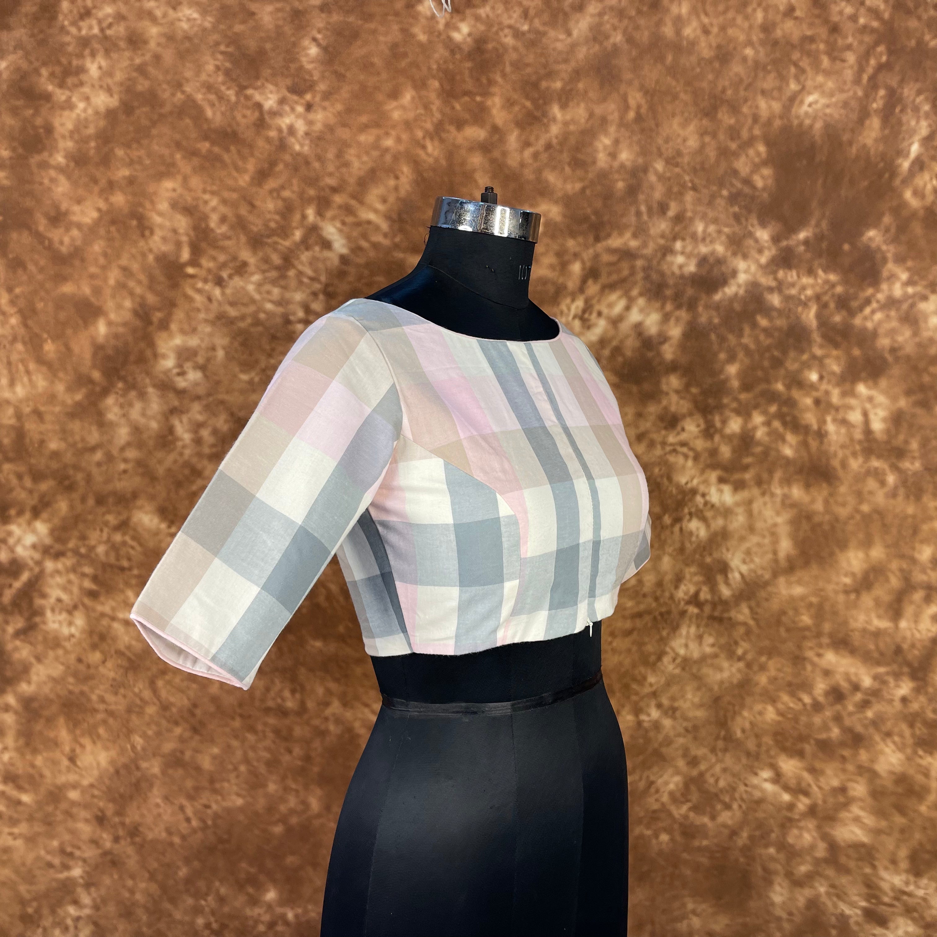 Neck Check Multi Color Coloured Cotton Ready to Wear Blouse - kapda Tailor - Distacart