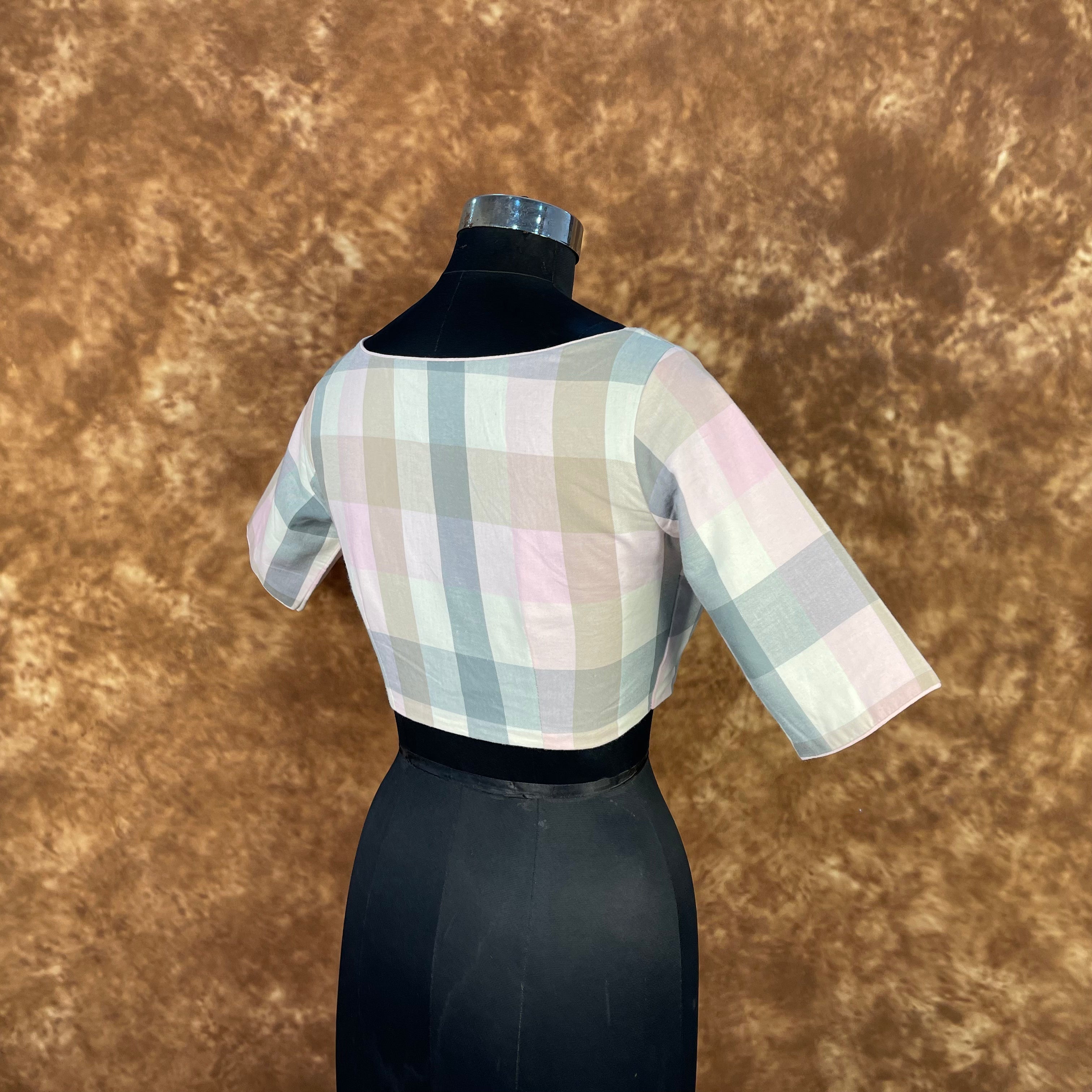 Neck Check Multi Color Coloured Cotton Ready to Wear Blouse - kapda Tailor - Distacart