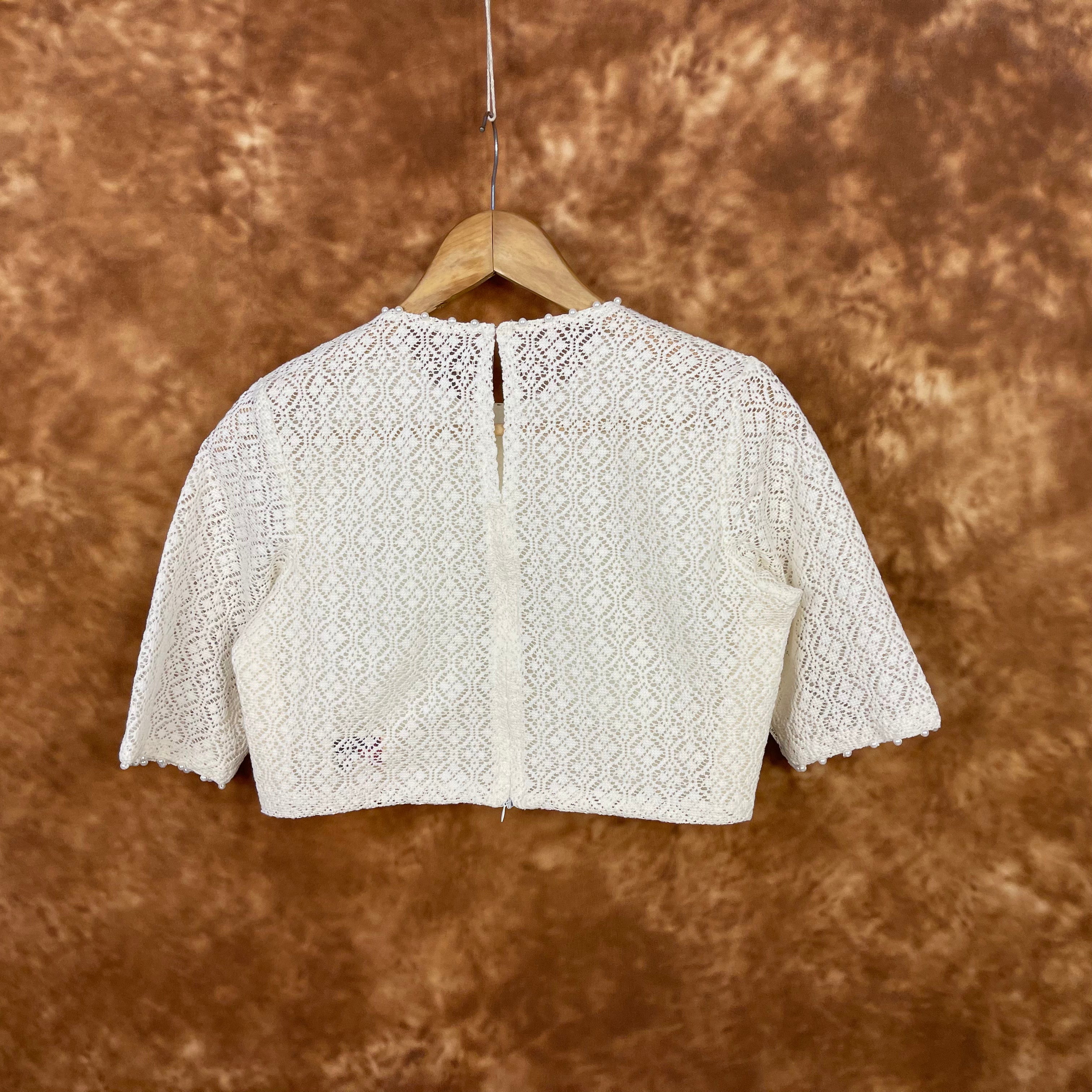 Radiant Glow Cream Coloured Cotton Less Ready to Wear Blouse - kapda Tailor - Distacart