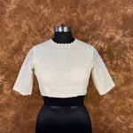 Thumbnail for Radiant Glow Cream Coloured Cotton Less Ready to Wear Blouse - kapda Tailor - Distacart