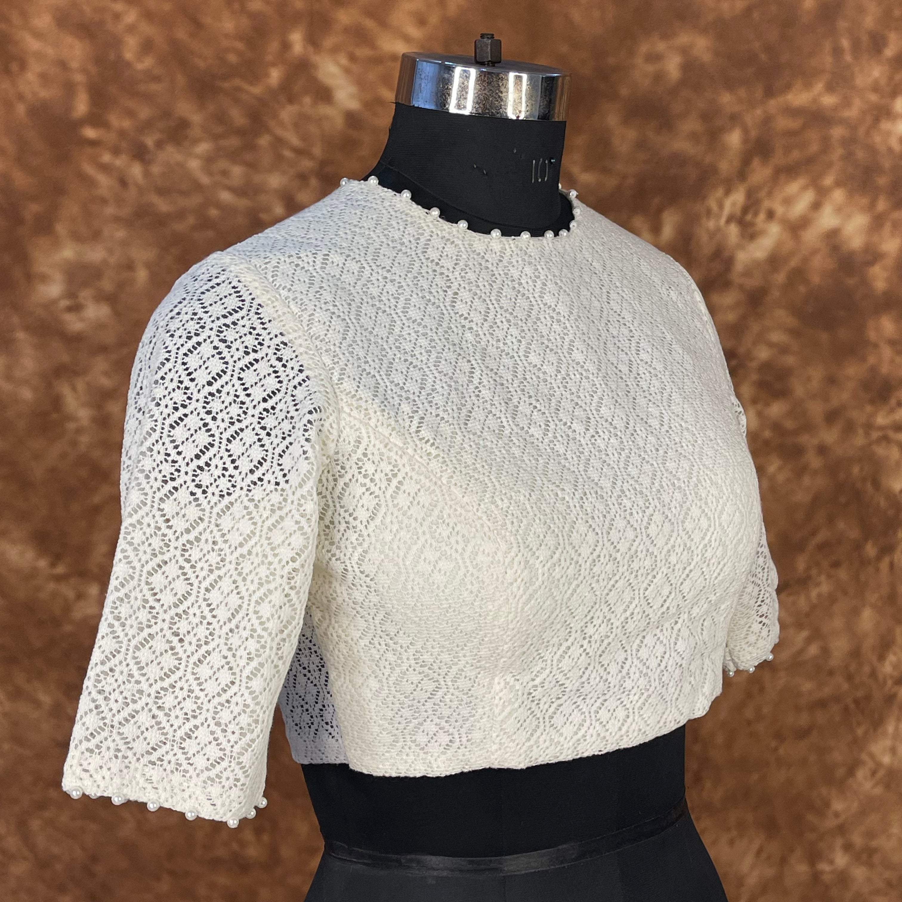 Radiant Glow Cream Coloured Cotton Less Ready to Wear Blouse - kapda Tailor - Distacart