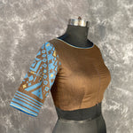 Thumbnail for Divine Brown Brown Coloured Chanderi Cotton Weaving Pattern Ready to Wear Blouse - kapda Tailor - Distacart