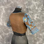 Thumbnail for Divine Brown Brown Coloured Chanderi Cotton Weaving Pattern Ready to Wear Blouse - kapda Tailor - Distacart