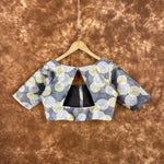Thumbnail for Multi Print Facade Ash Grey Coloured Silk Ready to Wear Blouse - kapda Tailor - Distacart