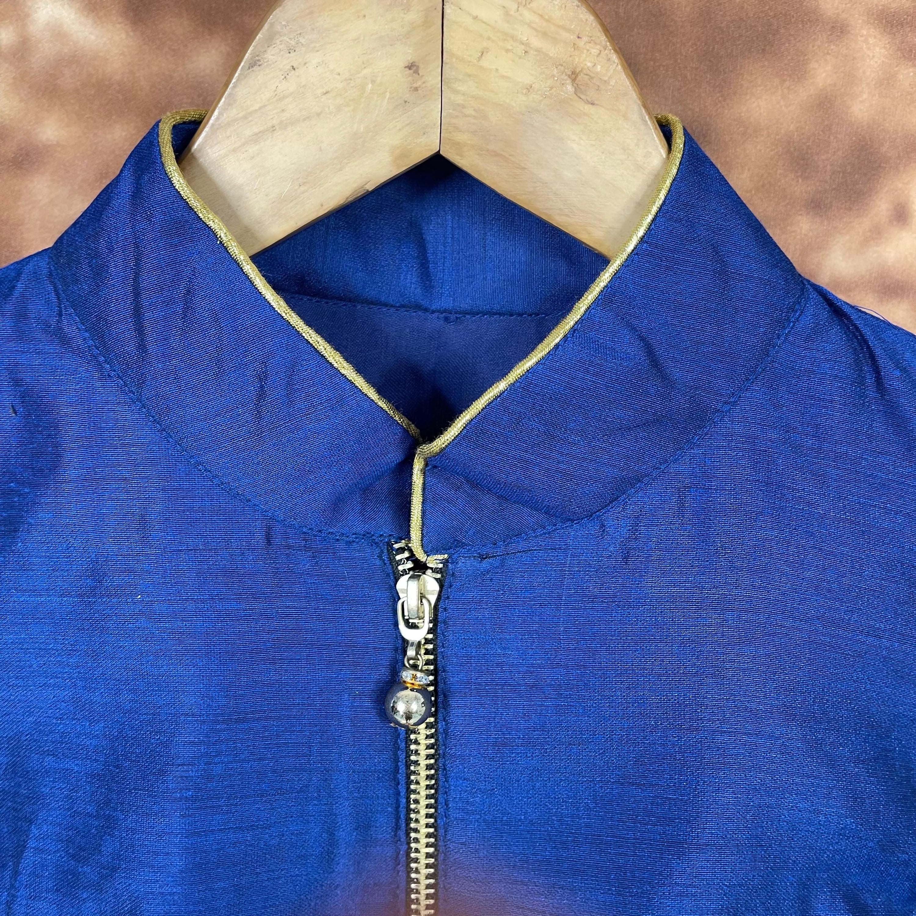 Cut Piece Fashion Royal Blue Coloured Silk Ready to Wear Blouse - kapda Tailor - Distacart
