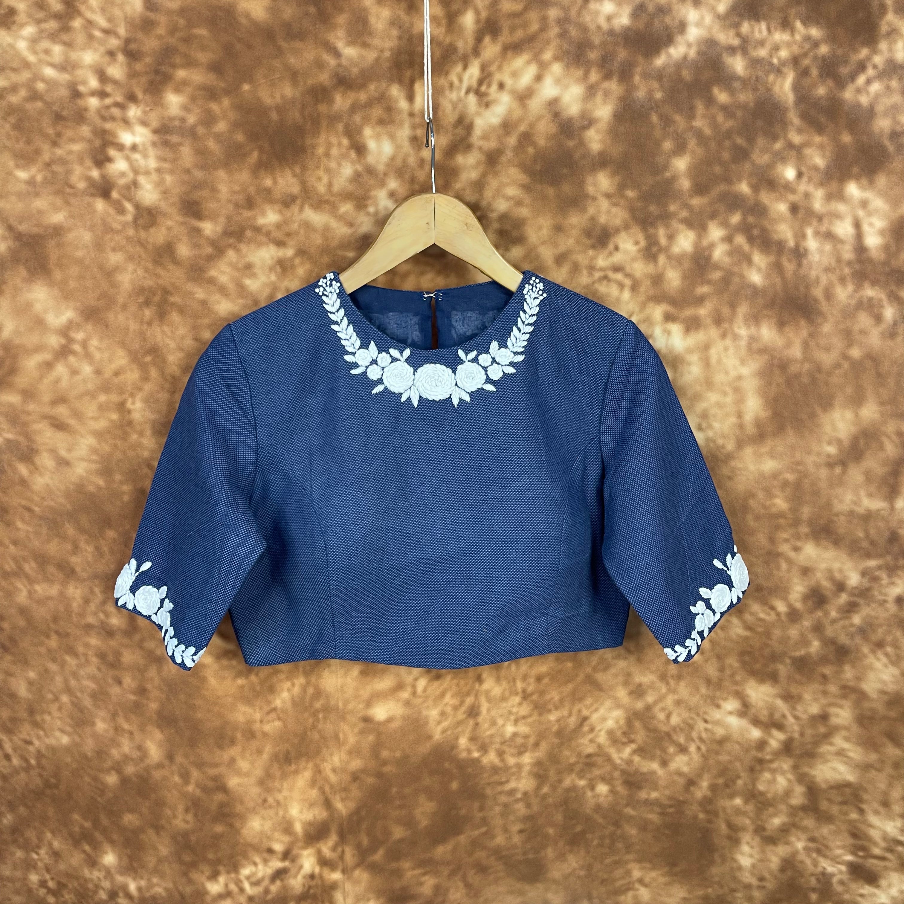 Jardosi Justajoo Blue Coloured Cotton Ready to Wear Blouse - kapda Tailor - Distacart