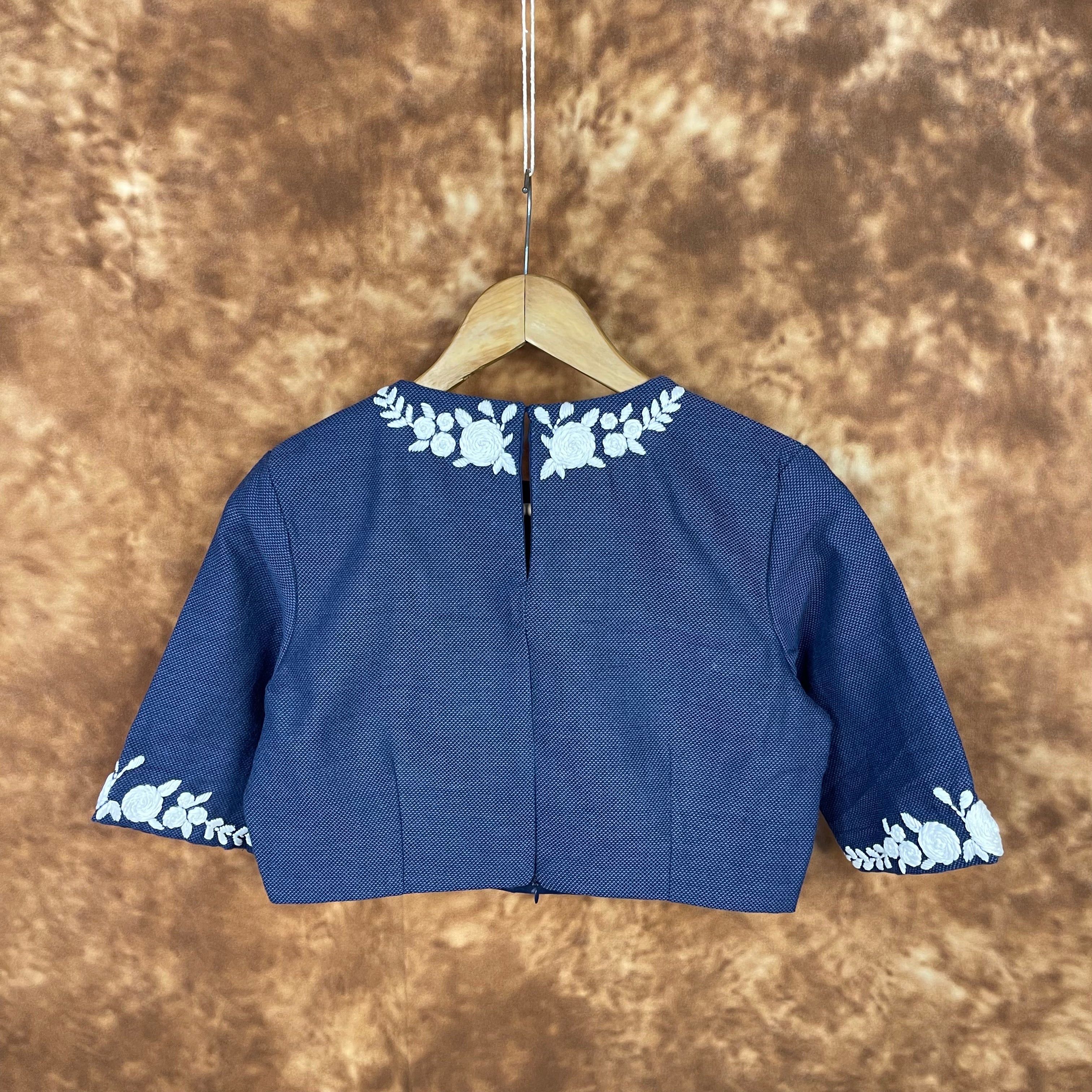 Jardosi Justajoo Blue Coloured Cotton Ready to Wear Blouse - kapda Tailor - Distacart