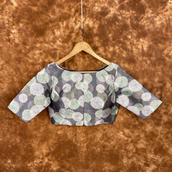 Festive Rush Grey Coloured Silk Ready to Wear Blouse - kapda Tailor - Distacart