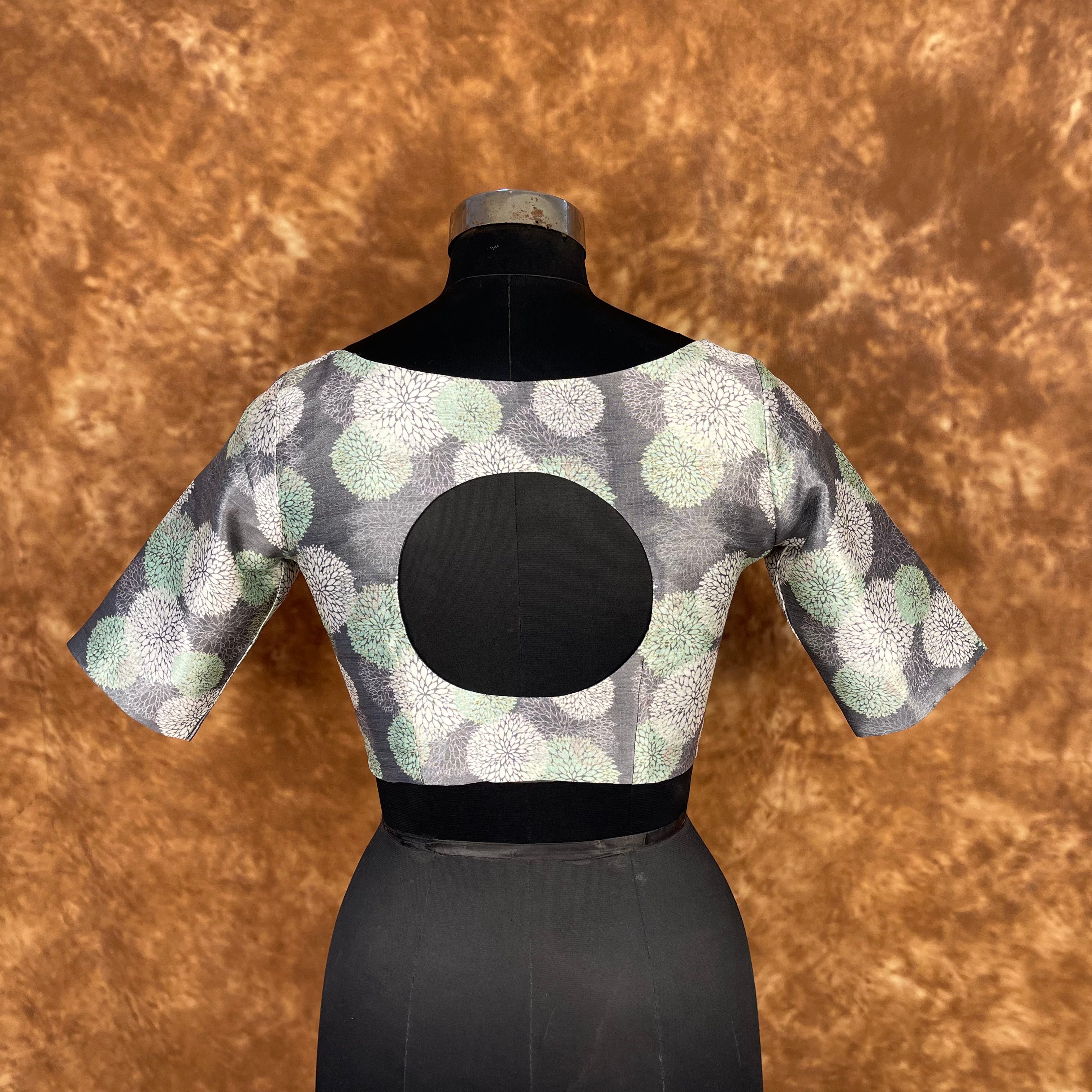 Festive Rush Grey Coloured Silk Ready to Wear Blouse - kapda Tailor - Distacart