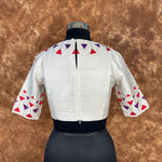 Thumbnail for Silk Triangle Cream Coloured Silk Ready to Wear Blouse - kapda Tailor - Distacart