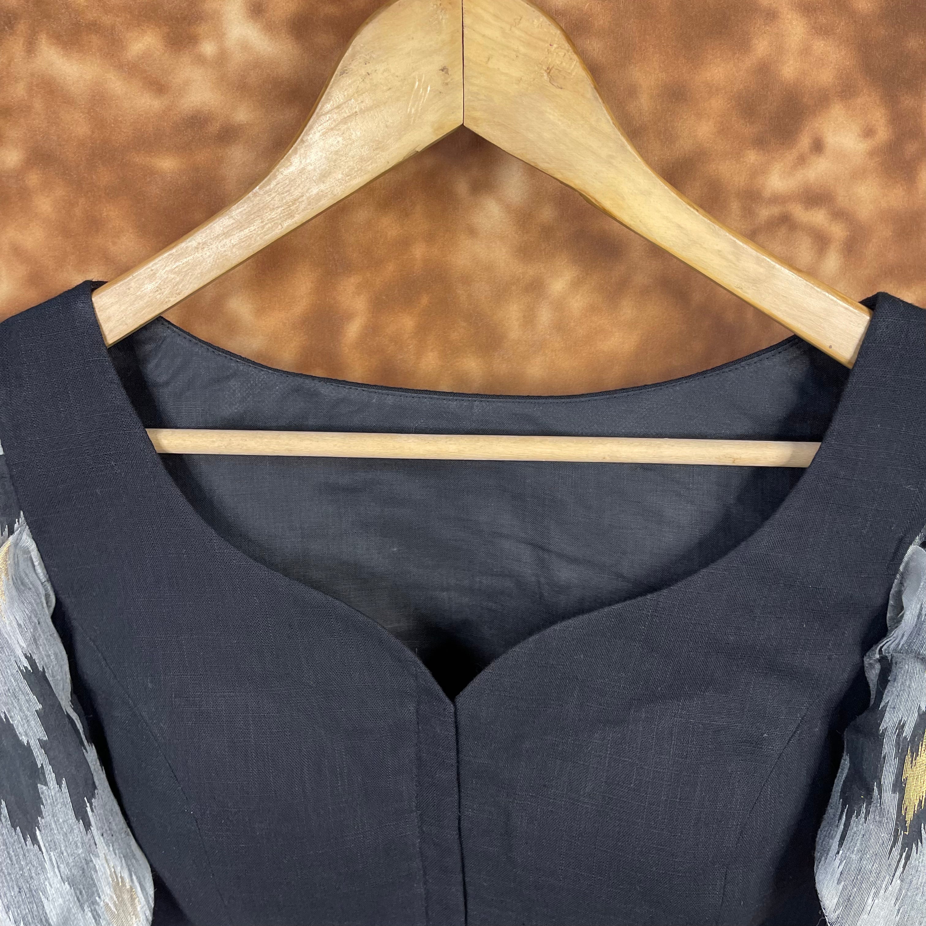 Aurora Black Black Coloured Cotton / Chanderi Ready to Wear Blouse - kapda Tailor - Distacart