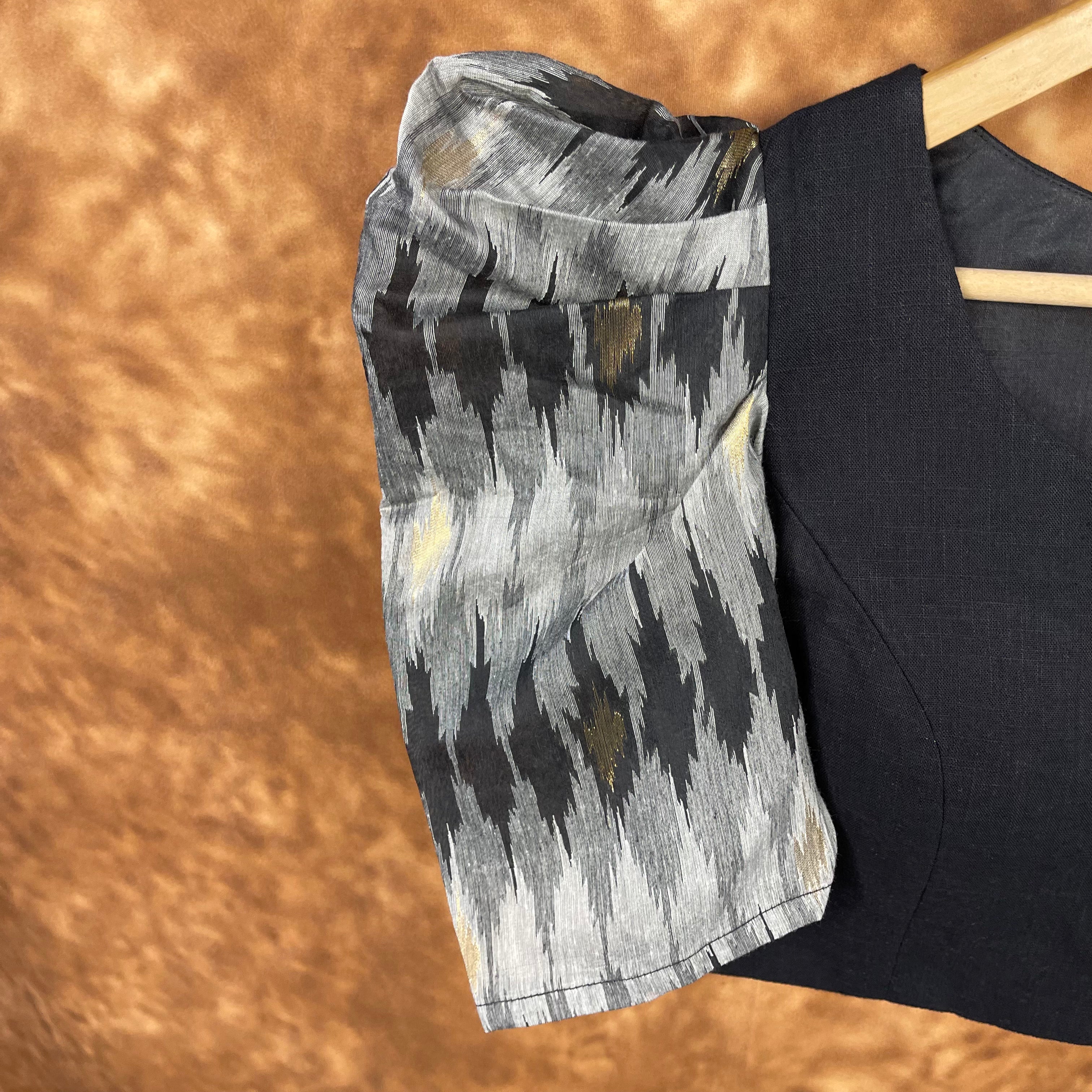 Aurora Black Black Coloured Cotton / Chanderi Ready to Wear Blouse - kapda Tailor - Distacart