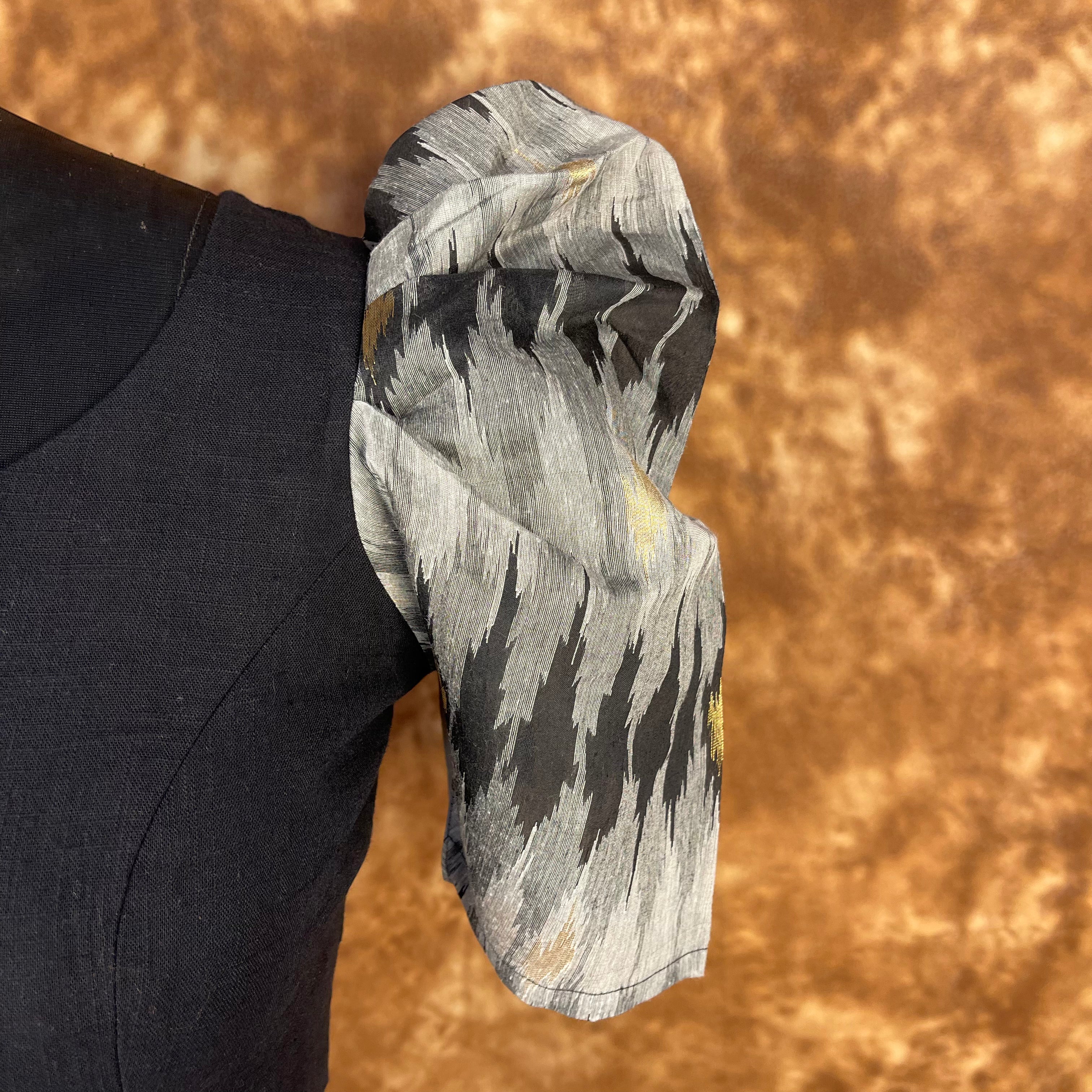 Aurora Black Black Coloured Cotton / Chanderi Ready to Wear Blouse - kapda Tailor - Distacart