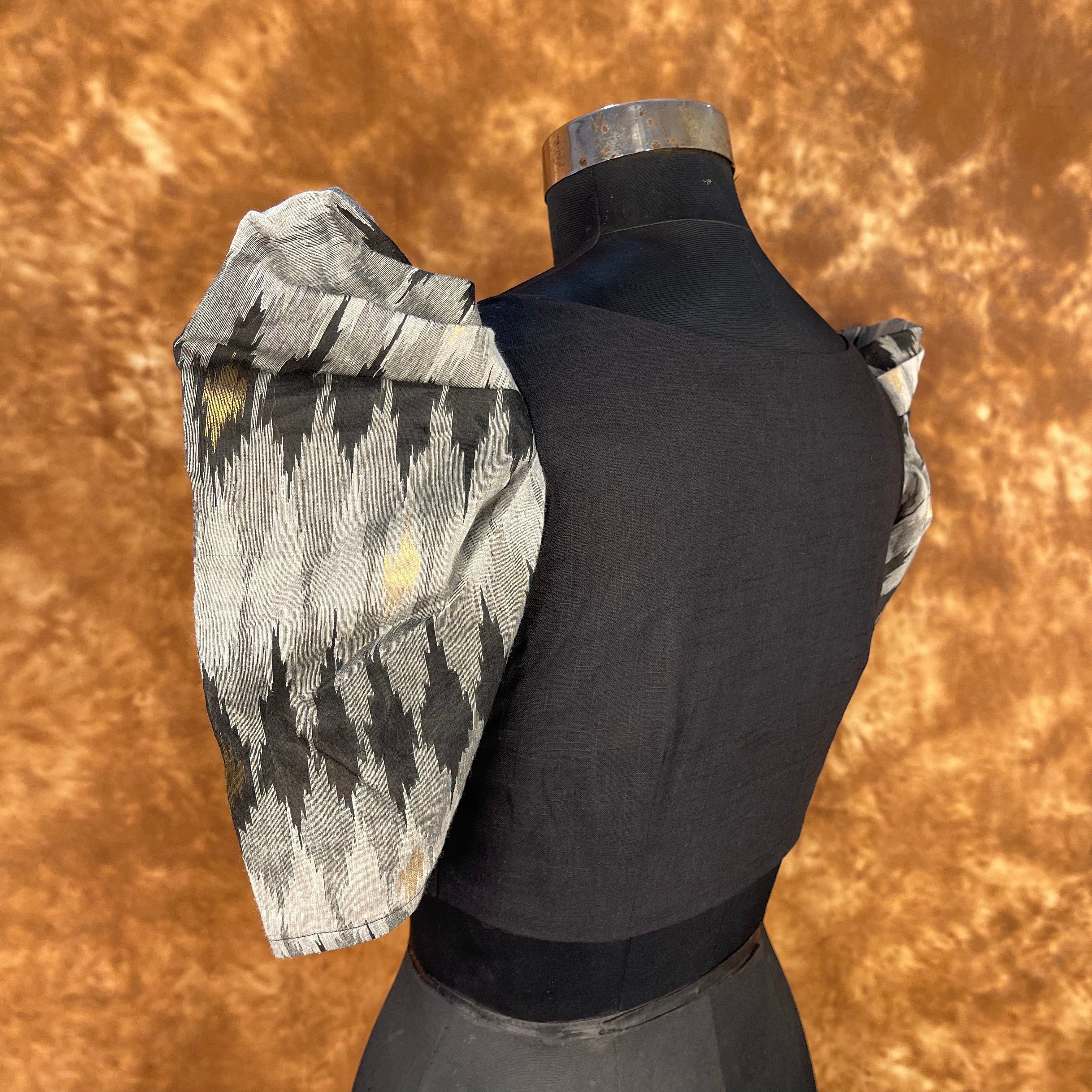 Aurora Black Black Coloured Cotton / Chanderi Ready to Wear Blouse - kapda Tailor - Distacart