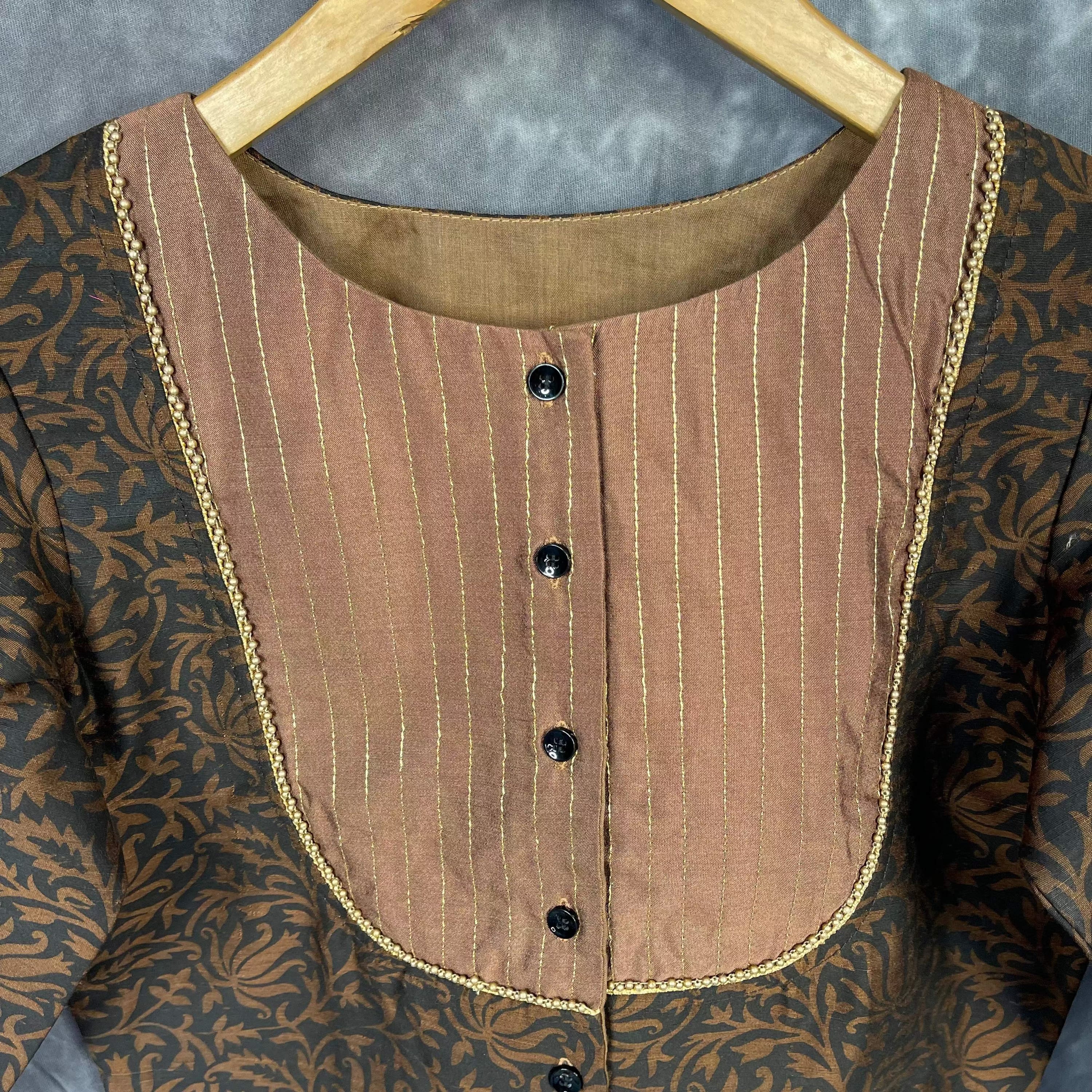 Wood Wish Brown Coloured Cotton Silk Ready to Wear Blouse - kapda Tailor - Distacart