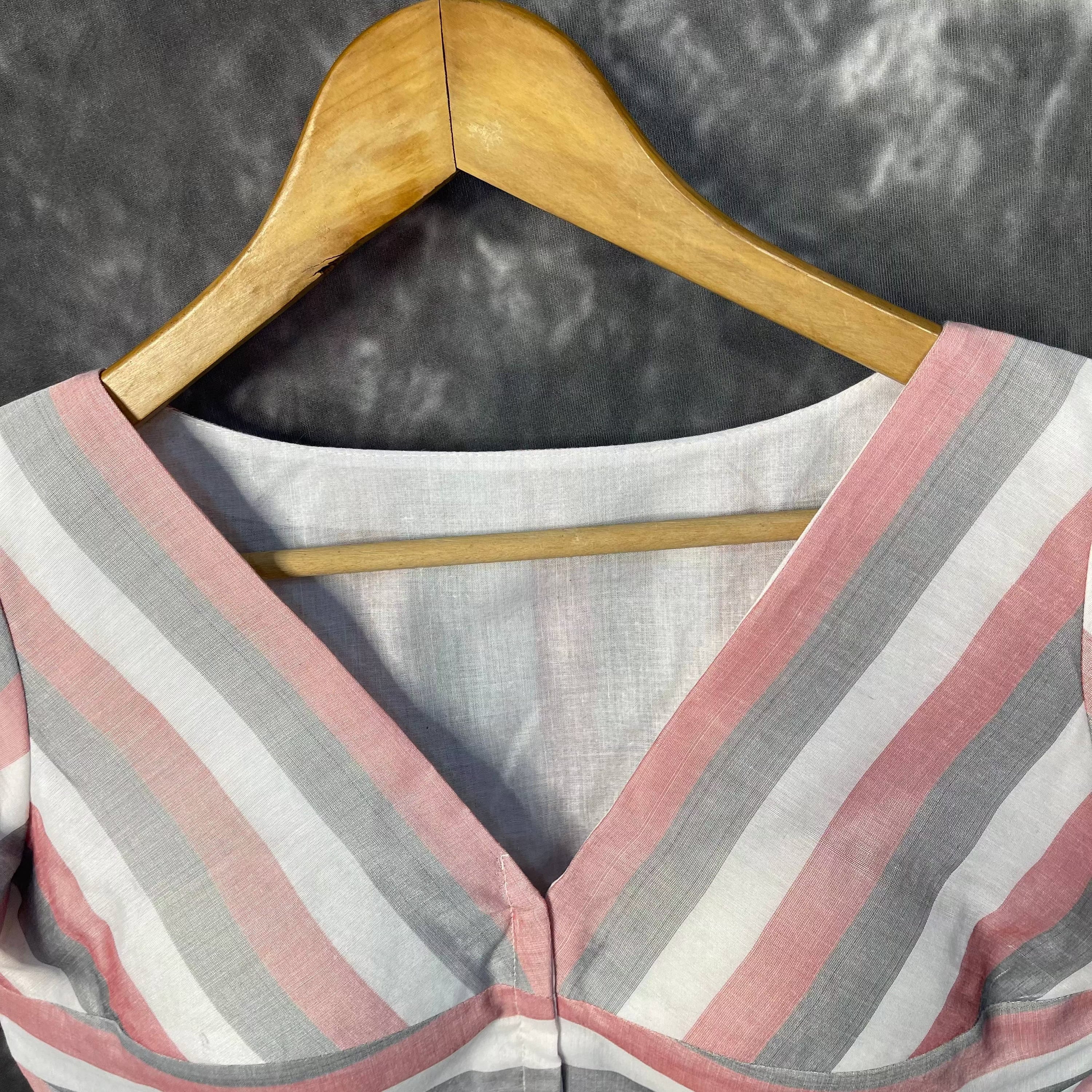 Funky Fusion Multis Strip Color Coloured Chanderi Cotton Ready to Wear Blouse - kapda Tailor - Distacart