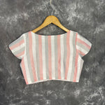 Thumbnail for Funky Fusion Multis Strip Color Coloured Chanderi Cotton Ready to Wear Blouse - kapda Tailor - Distacart