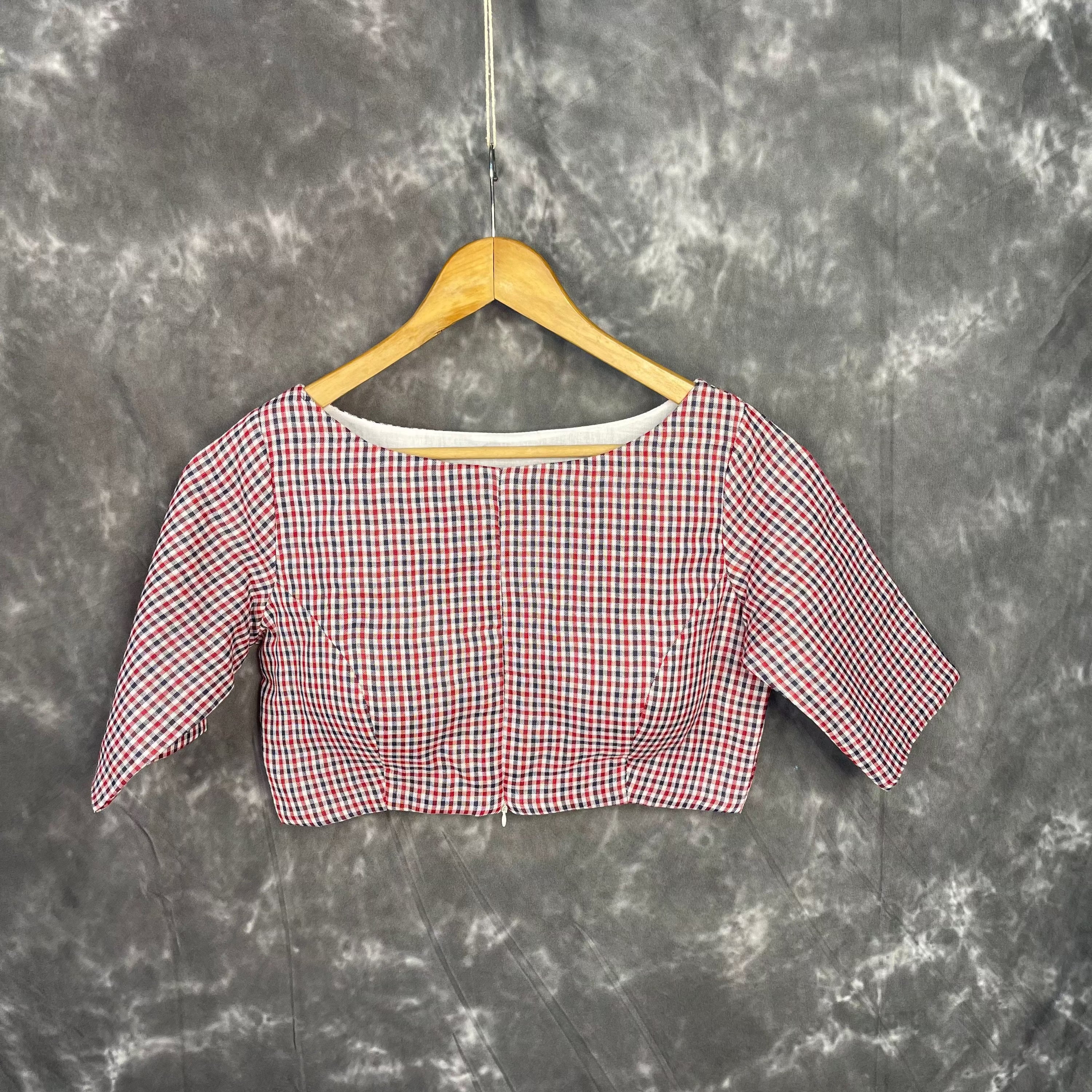 Asymmetric Symmetry Multi Color Coloured Cotton Ready to Wear Blouse - kapda Tailor - Distacart