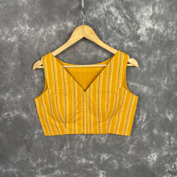 Ujla Savera Orange Coloured Cotton Printed Ready to Wear Blouse - kapda Tailor - Distacart