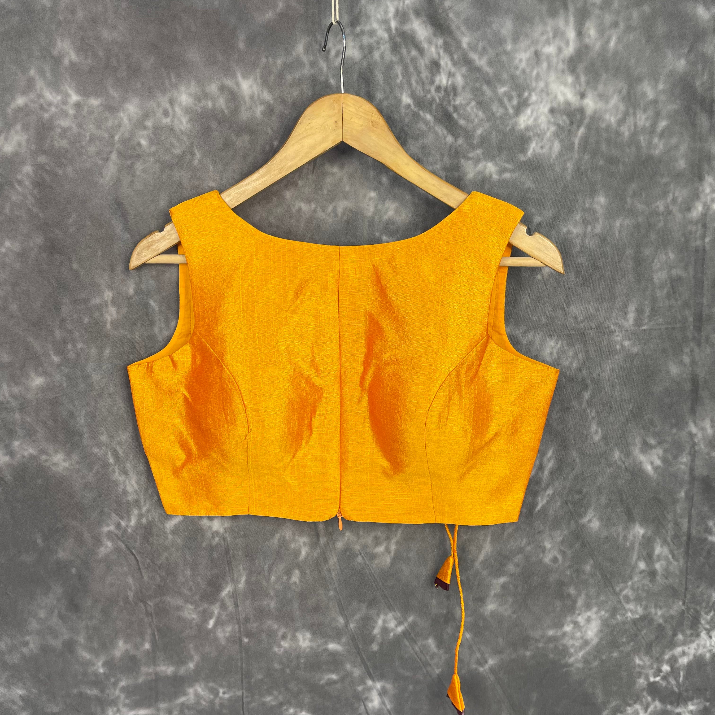 Mangalore Madness Orange Coloured Mangalore Isik/Khan Border Ready to Wear Blouse - kapda Tailor - Distacart