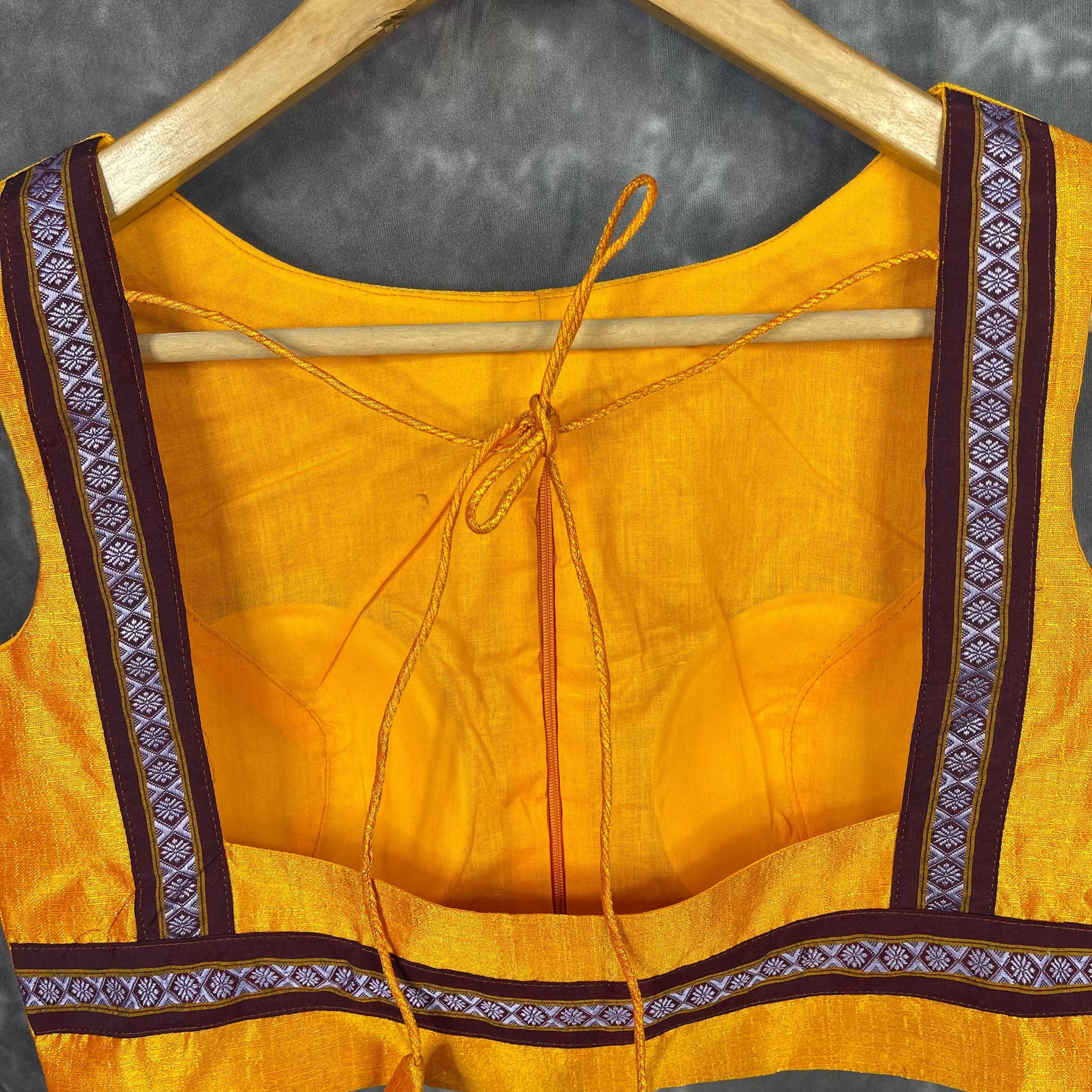 Mangalore Madness Orange Coloured Mangalore Isik/Khan Border Ready to Wear Blouse - kapda Tailor - Distacart
