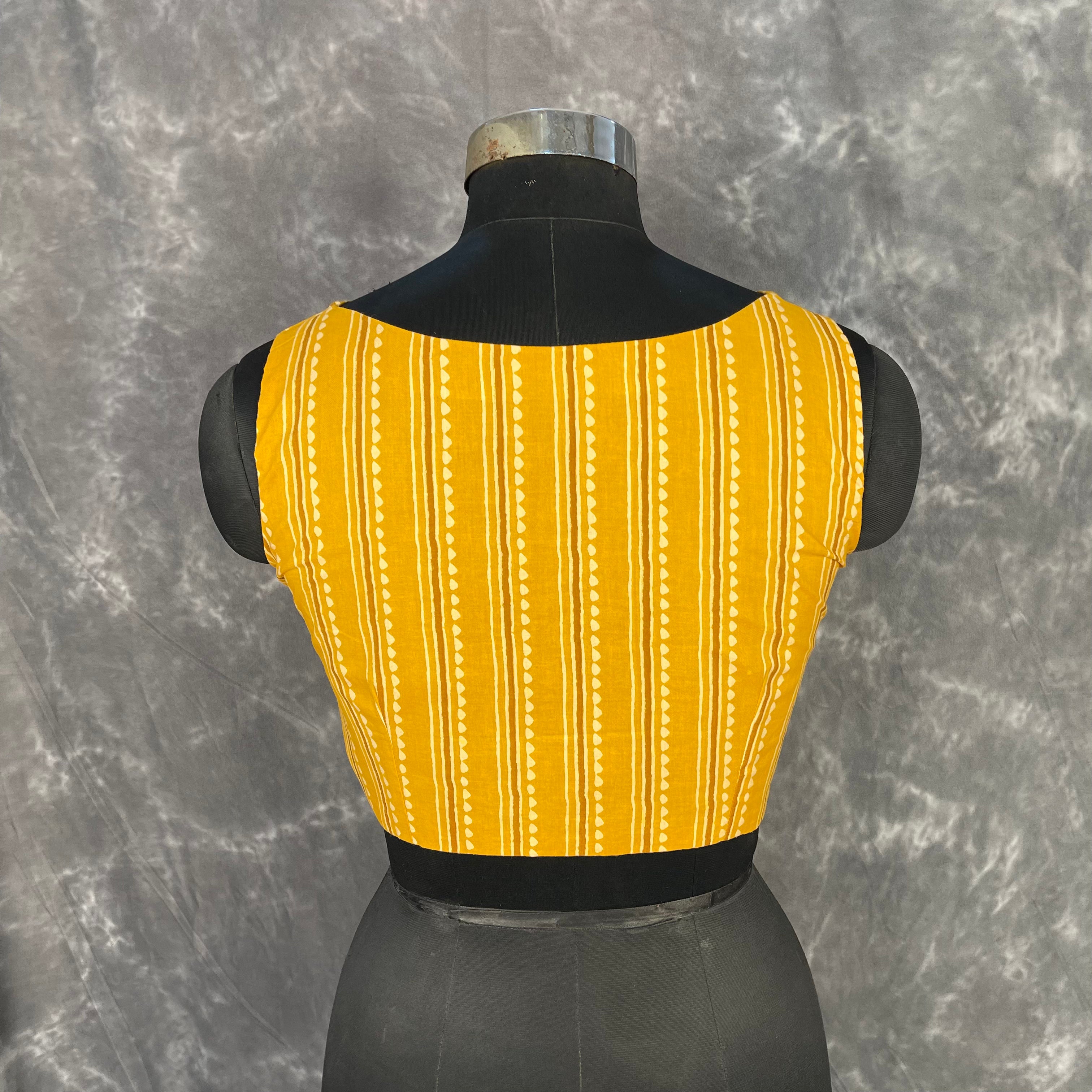 Ujla Savera Orange Coloured Cotton Printed Ready to Wear Blouse - kapda Tailor - Distacart