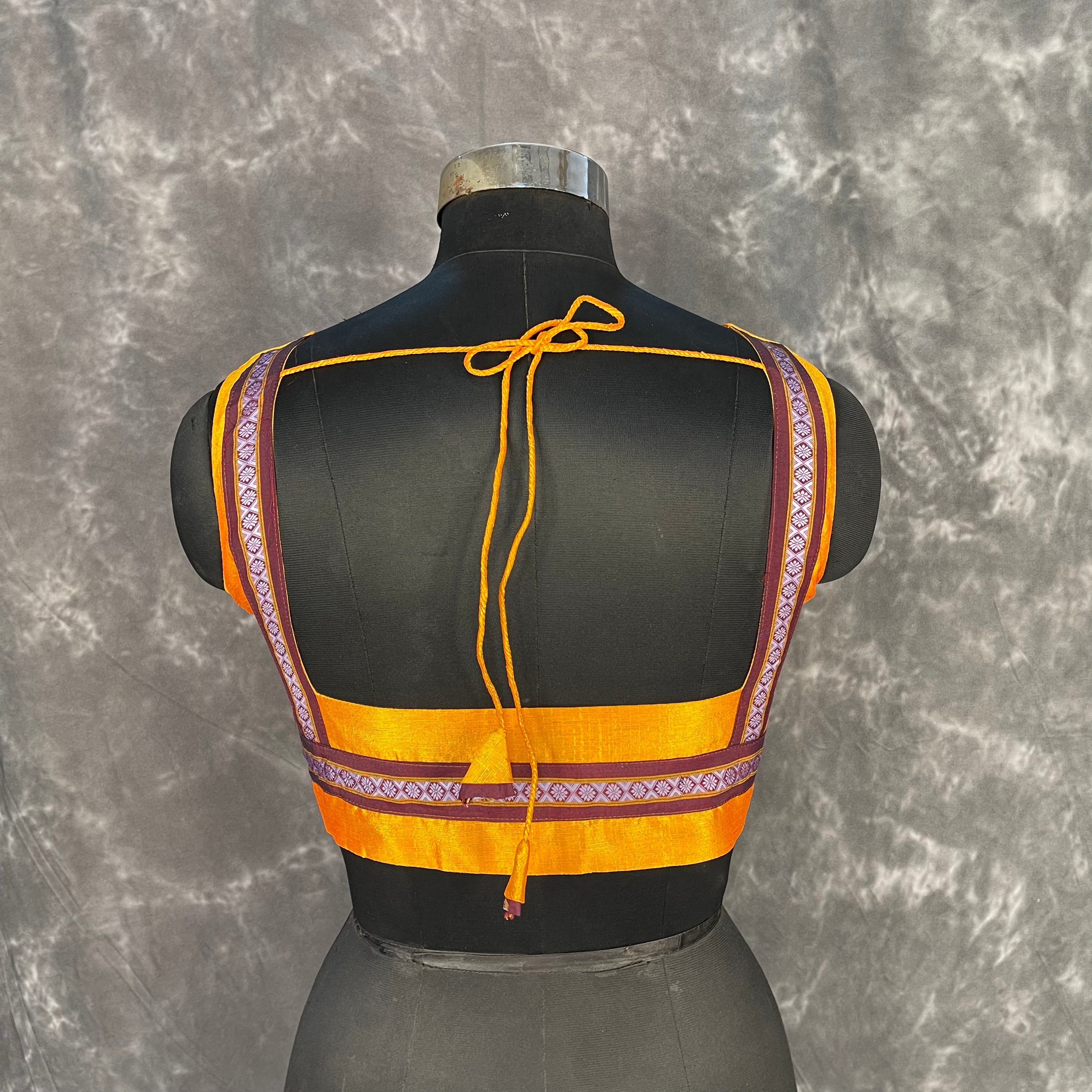Mangalore Madness Orange Coloured Mangalore Isik/Khan Border Ready to Wear Blouse - kapda Tailor - Distacart