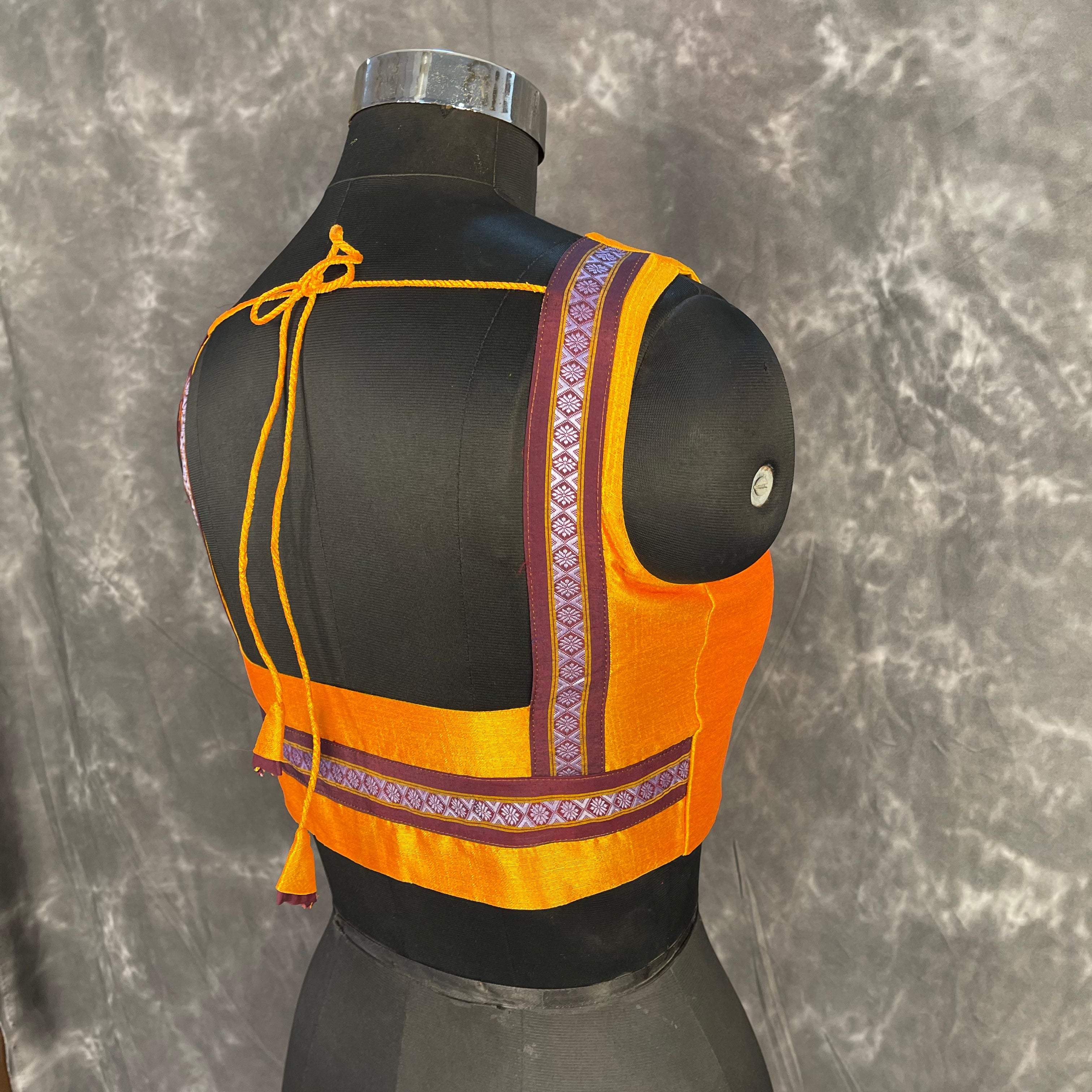 Mangalore Madness Orange Coloured Mangalore Isik/Khan Border Ready to Wear Blouse - kapda Tailor - Distacart