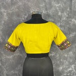 Thumbnail for Kachha Nimboo Lemon Yellow Coloured Cotton /Jackard Ready to Wear Blouse - kapda Tailor - Distacart
