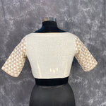 Thumbnail for Barf Ki Saugat Cream Coloured Chanderi Cotton & Chanderi Broket Ready to Wear Blouse - kapda Tailor - Distacart