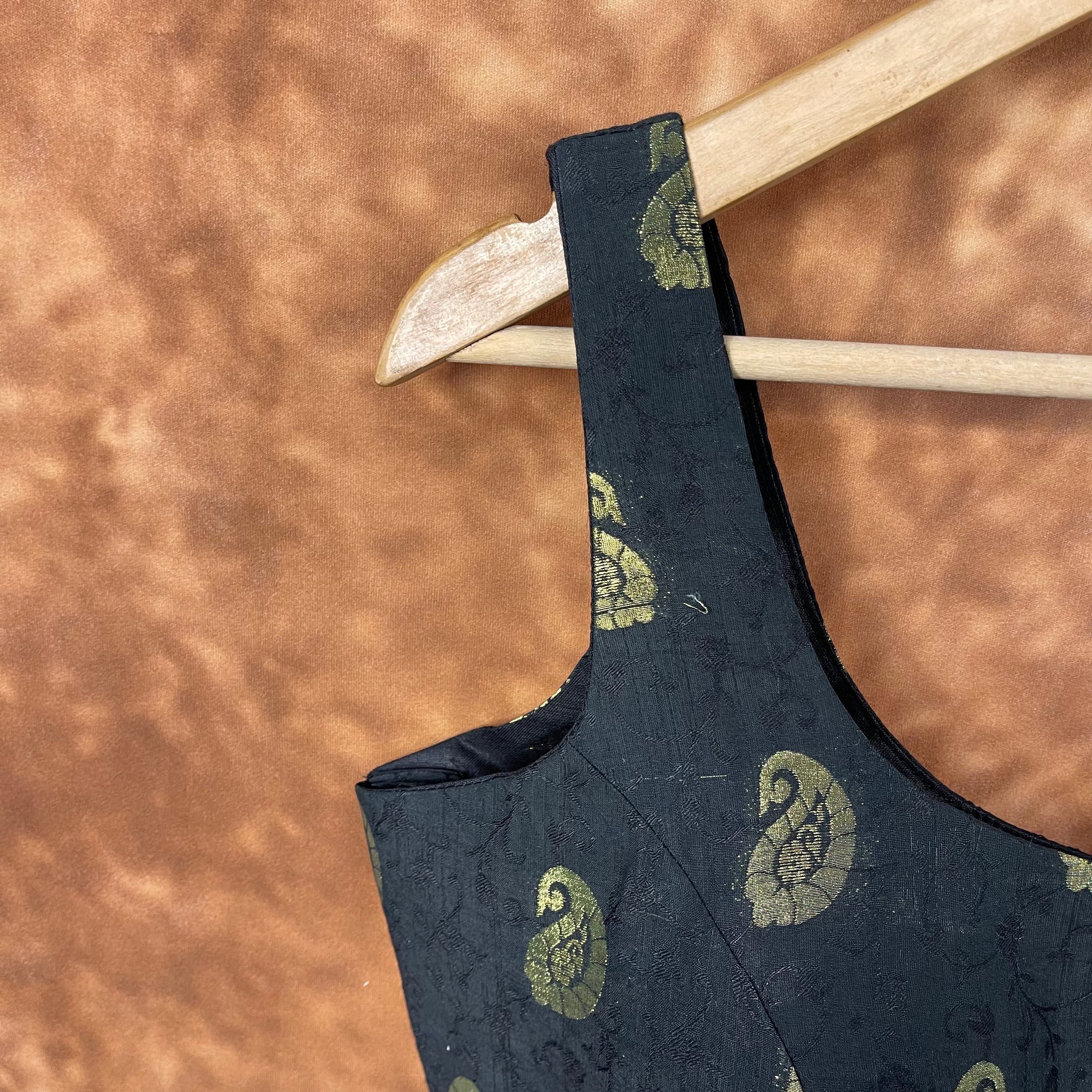 Raven Black Forest Coloured Broket Cotton Ready to Wear Blouse - kapda Tailor - Distacart