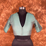 Thumbnail for Greesy Fashion Sage Green Coloured Silk Cotton Ready to Wear Blouse - kapda Tailor - Distacart