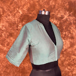 Thumbnail for Greesy Fashion Sage Green Coloured Silk Cotton Ready to Wear Blouse - kapda Tailor - Distacart