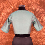Thumbnail for Greesy Fashion Sage Green Coloured Silk Cotton Ready to Wear Blouse - kapda Tailor - Distacart