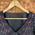 Thumbnail for Ikat Riwayaat Black Coloured Ikat Cotton Ready to Wear Blouse - kapda Tailor - Distacart