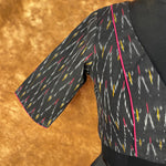 Thumbnail for Ikat Riwayaat Black Coloured Ikat Cotton Ready to Wear Blouse - kapda Tailor - Distacart