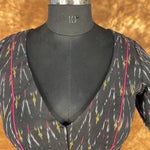 Thumbnail for Ikat Riwayaat Black Coloured Ikat Cotton Ready to Wear Blouse - kapda Tailor - Distacart