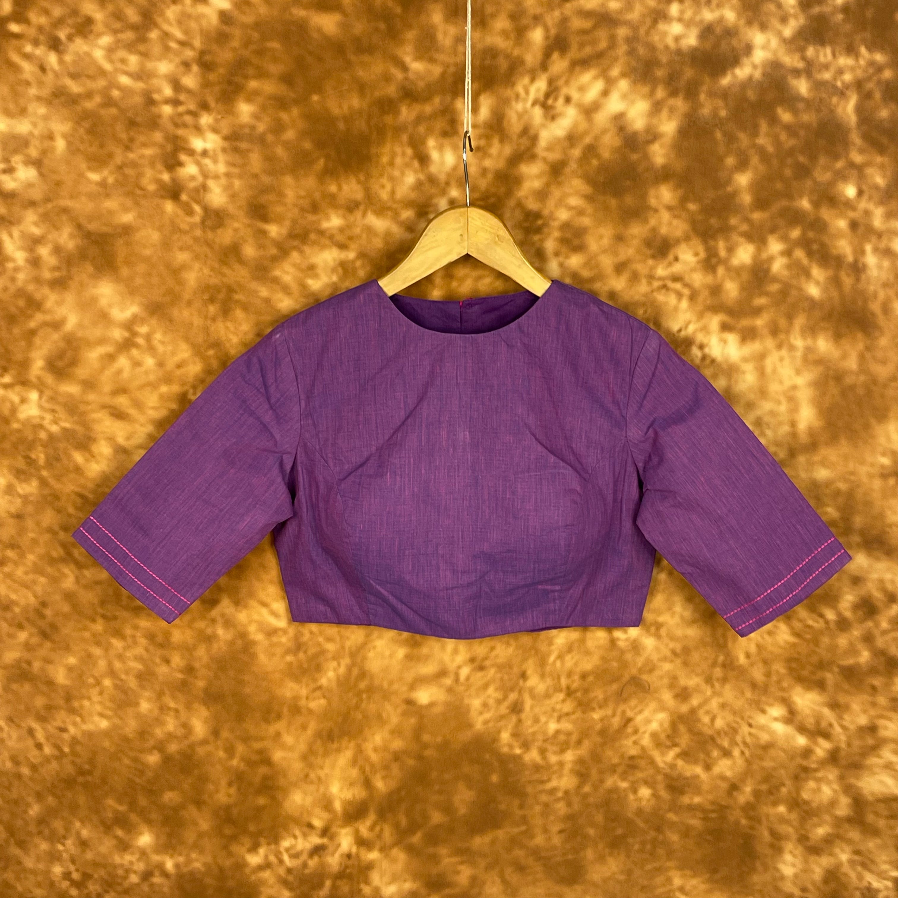 Nebula Fade Purple Coloured Handloom Cotton Ready to Wear Blouse - kapda Tailor - Distacart