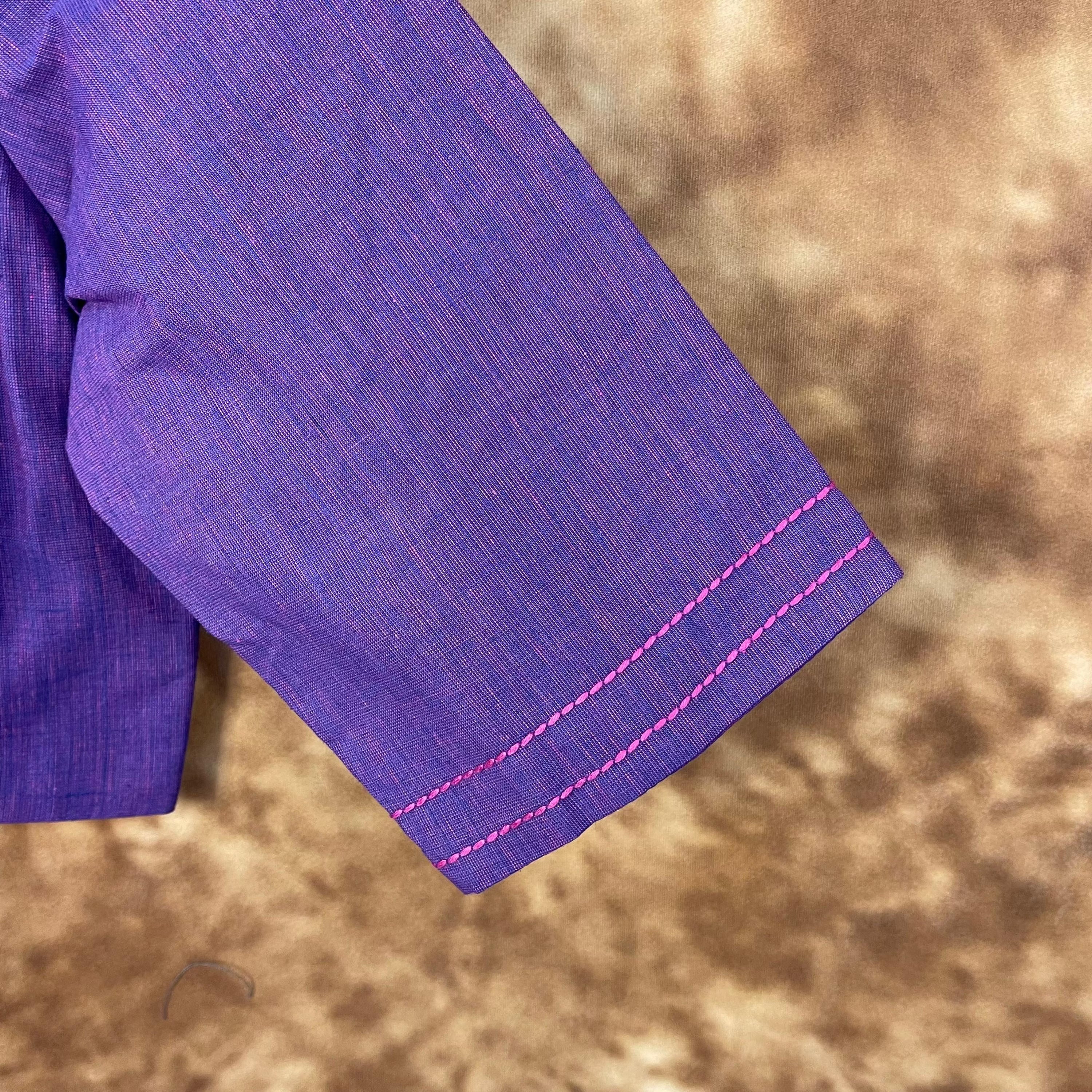 Nebula Fade Purple Coloured Handloom Cotton Ready to Wear Blouse - kapda Tailor - Distacart