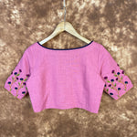 Thumbnail for Candy Floss Desire Pink Coloured Slub Cotton Ready to Wear Blouse - kapda Tailor - Distacart