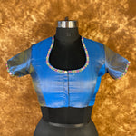 Thumbnail for Aurelia Blue Blue Coloured Silk Ready to Wear Blouse - kapda Tailor - Distacart