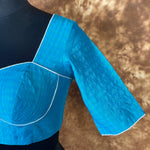 Thumbnail for Streaks of Blue Light Blue Coloured Chanderi Silk Ready to Wear Blouse - kapda Tailor - Distacart