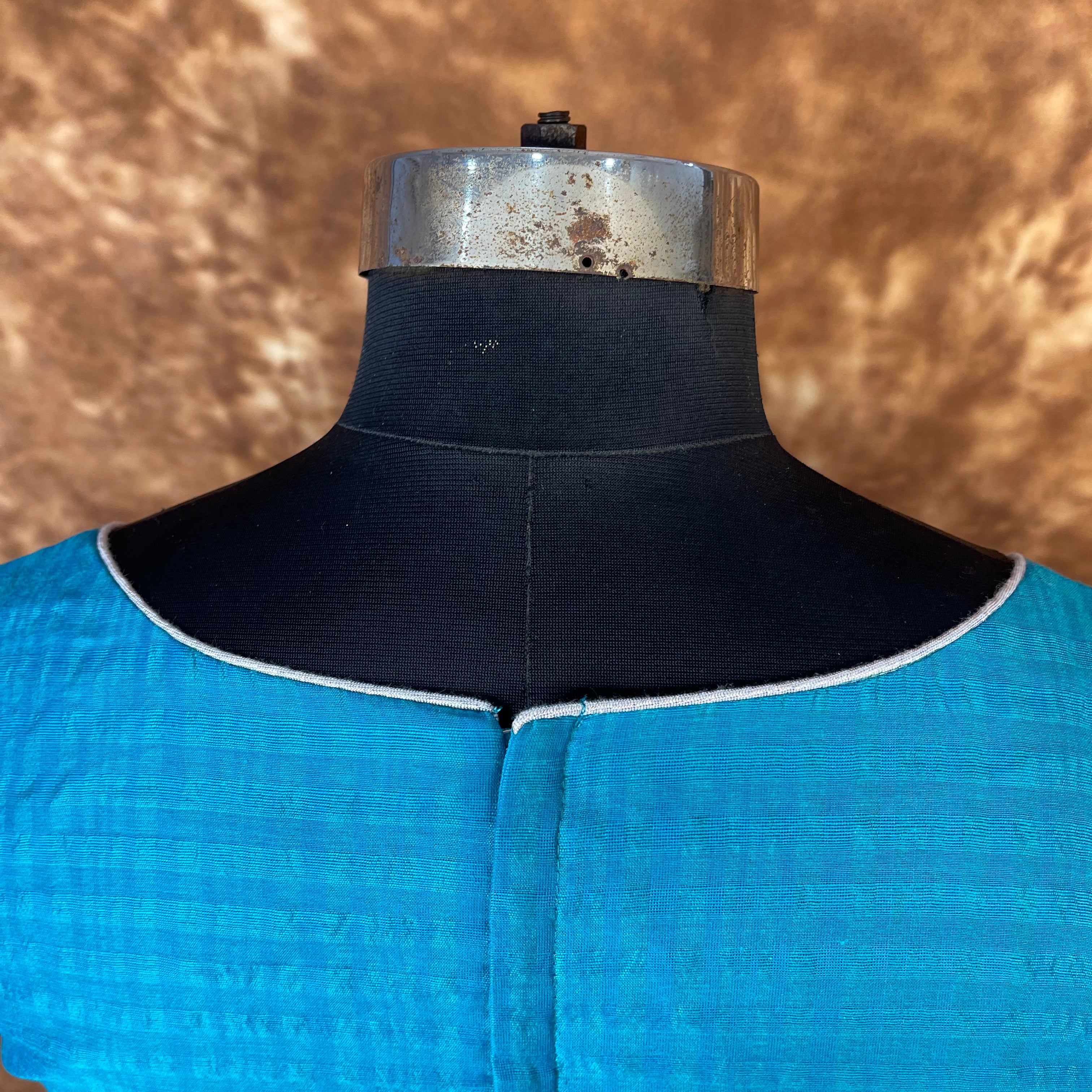 Streaks of Blue Light Blue Coloured Chanderi Silk Ready to Wear Blouse - kapda Tailor - Distacart