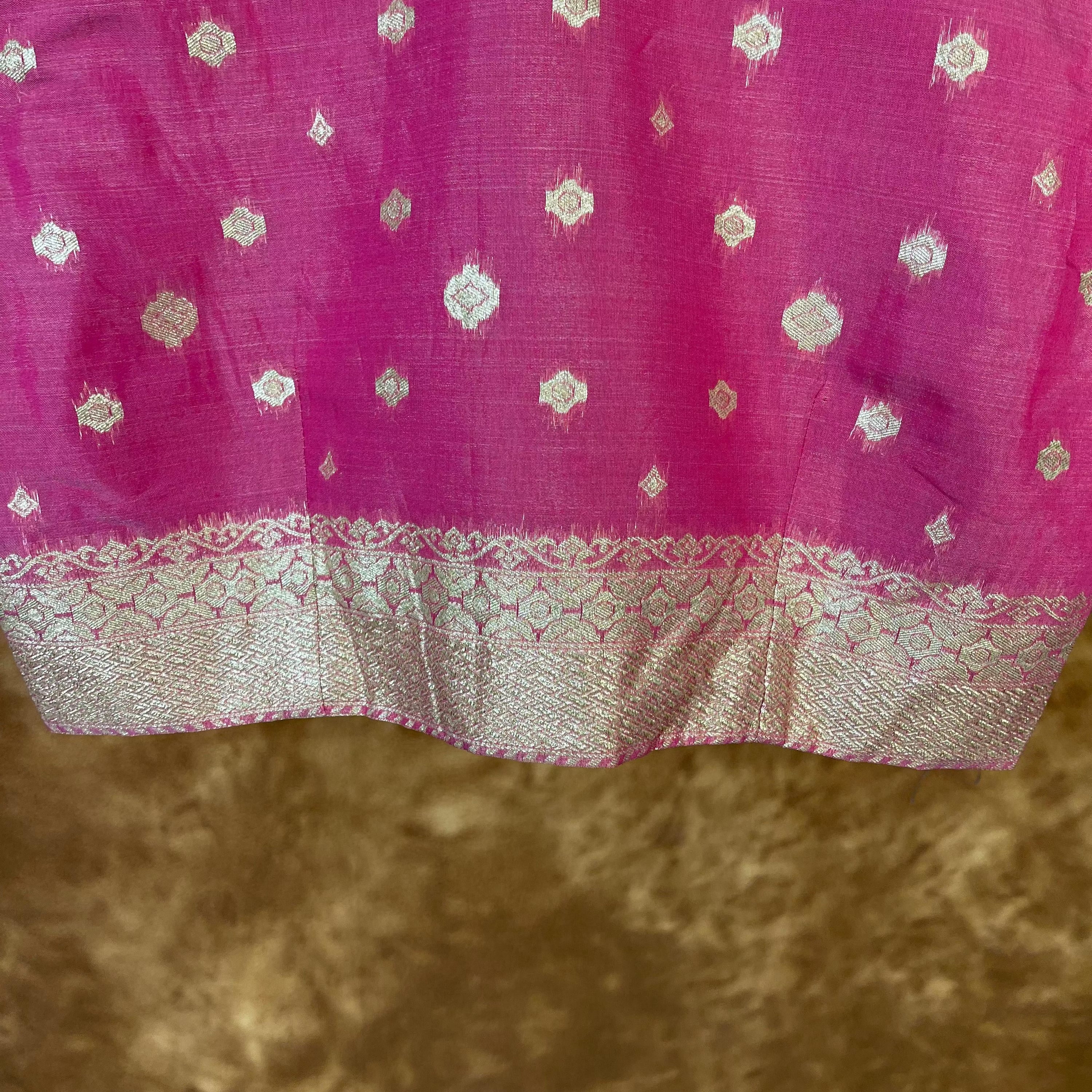 Mann Mohanaa Pink Coloured Chanderi Broket Ready to Wear Blouse - kapda Tailor - Distacart
