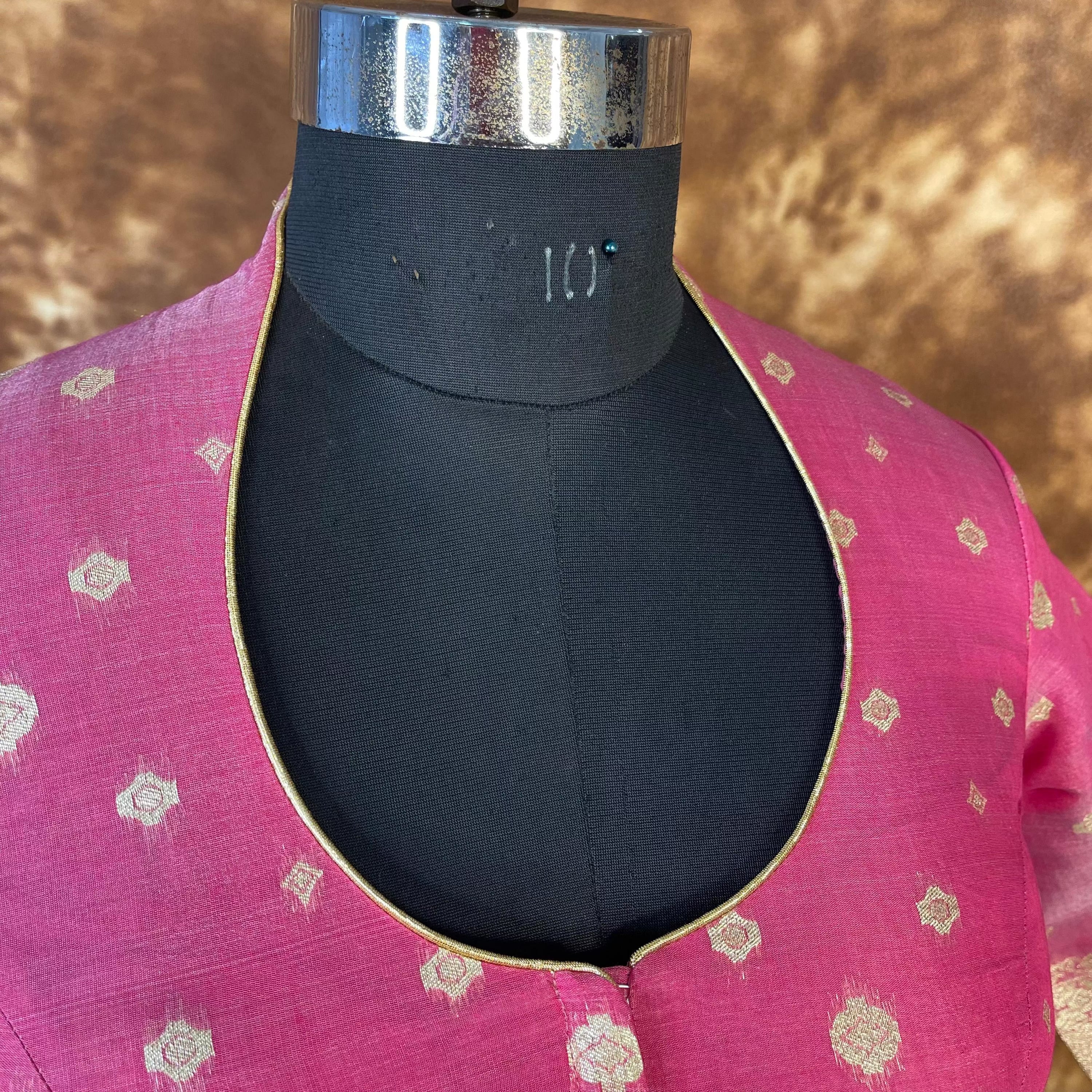 Mann Mohanaa Pink Coloured Chanderi Broket Ready to Wear Blouse - kapda Tailor - Distacart