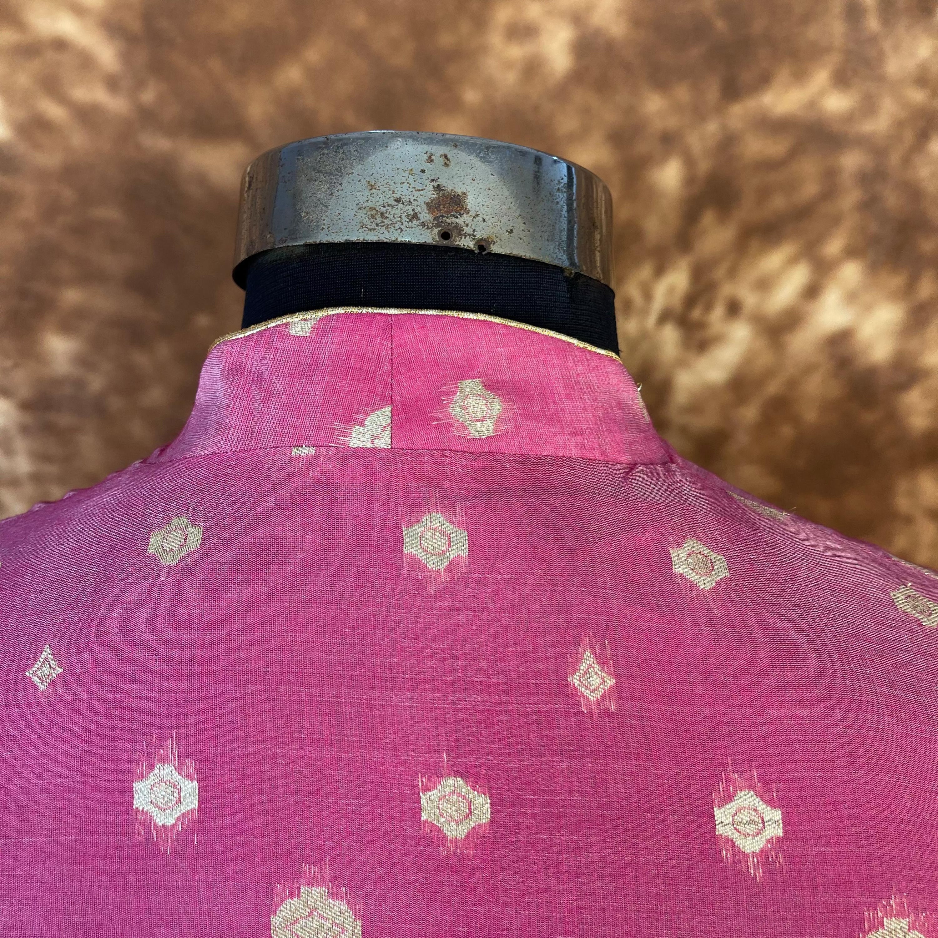 Mann Mohanaa Pink Coloured Chanderi Broket Ready to Wear Blouse - kapda Tailor - Distacart
