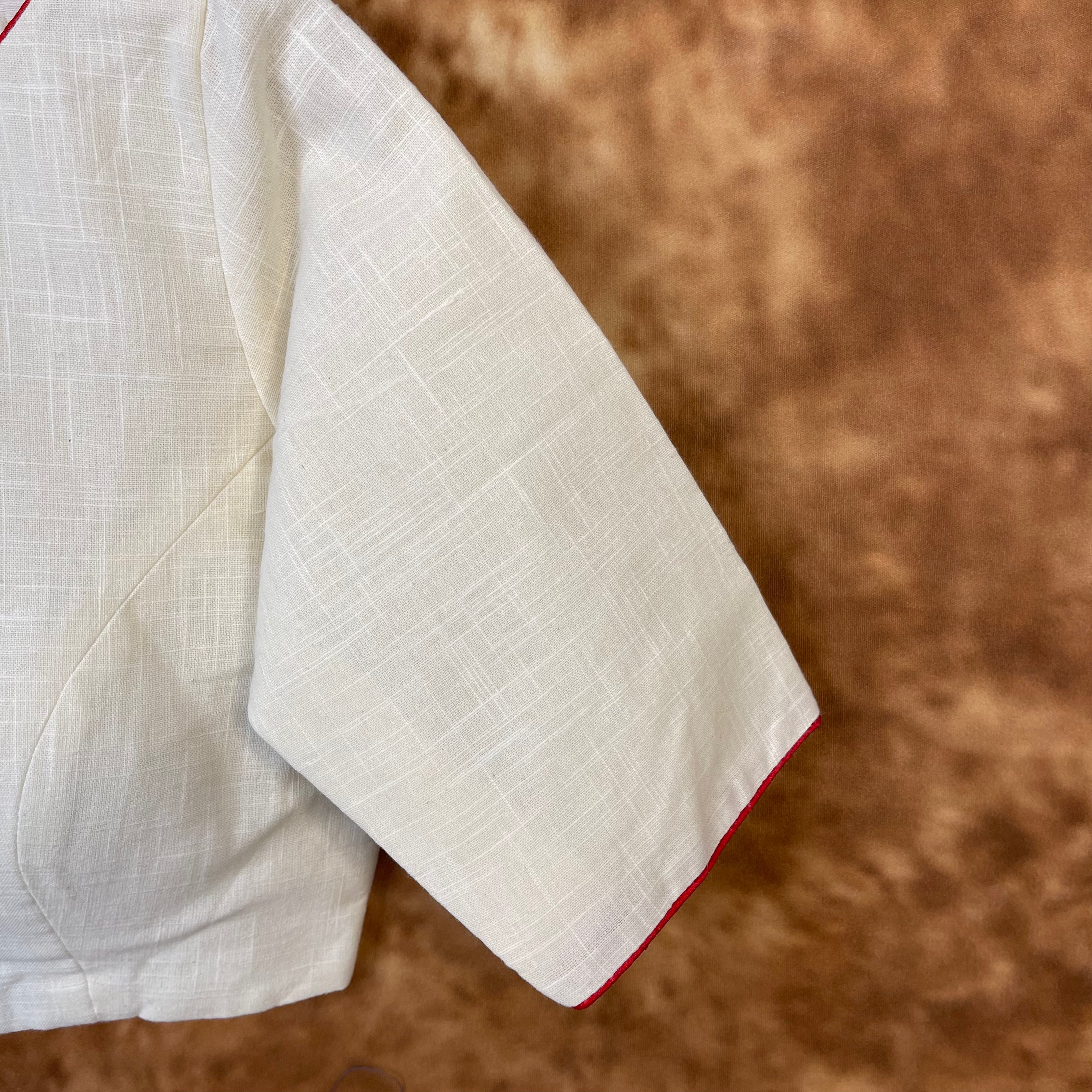 Butterfly Nector Off White Coloured Slub Cotton Ready to Wear Blouse - kapda Tailor - Distacart