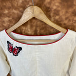 Thumbnail for Butterfly Nector Off White Coloured Slub Cotton Ready to Wear Blouse - kapda Tailor - Distacart
