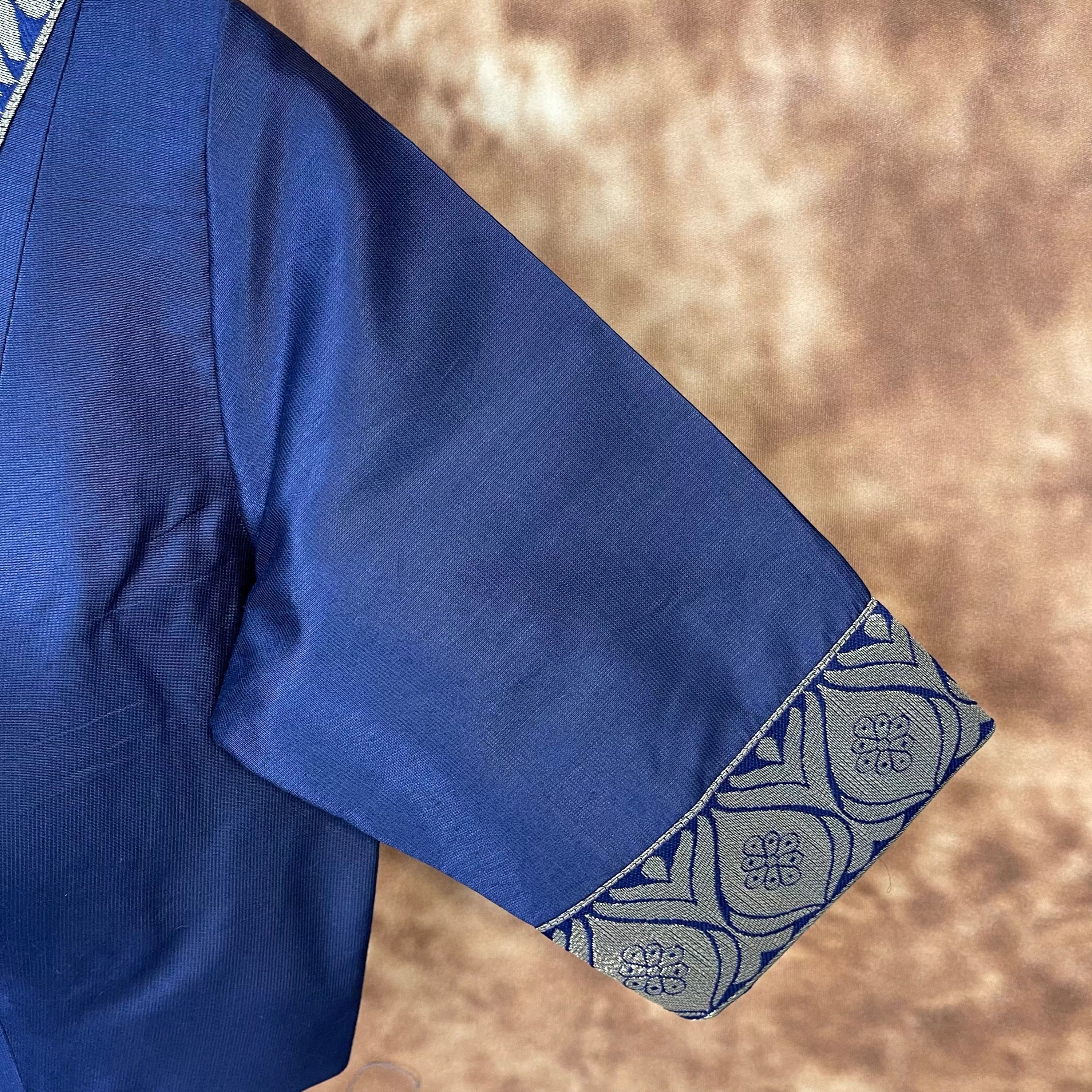 Deep Dive Lush Blue Coloured Silk / Broket Ready to Wear Blouse - kapda Tailor - Distacart